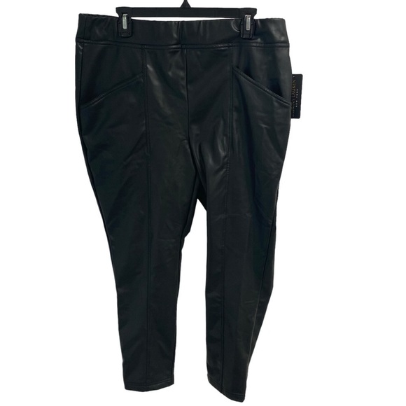 Sabrina Lauren Women Black Faux Leather Pants 2X Brand New With Tags Retail 89 - Picture 10 of 15